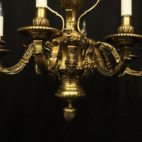 FRENCH 19TH C GILDED BRONZE 8 LIGHT ANTIQUE CHANDELIER - ADDITIONAL PHOTO 2