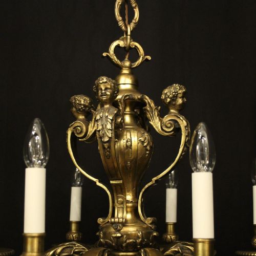 FRENCH 19TH C GILDED BRONZE 8 LIGHT ANTIQUE CHANDELIER - ADDITIONAL PHOTO 7
