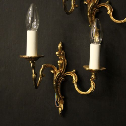 FRENCH SET OF 8 GILDED TWIN ARM ANTIQUE WALL LIGHTS - ADDITIONAL PHOTO 1
