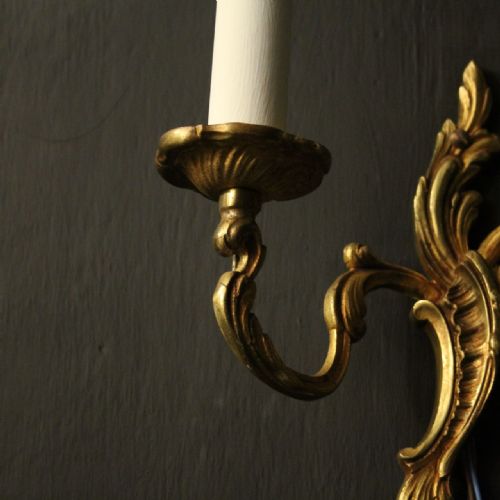 FRENCH SET OF 8 GILDED TWIN ARM ANTIQUE WALL LIGHTS - ADDITIONAL PHOTO 2