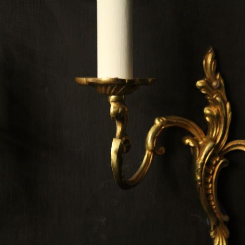 FRENCH SET OF 8 GILDED TWIN ARM ANTIQUE WALL LIGHTS - ADDITIONAL PHOTO 3