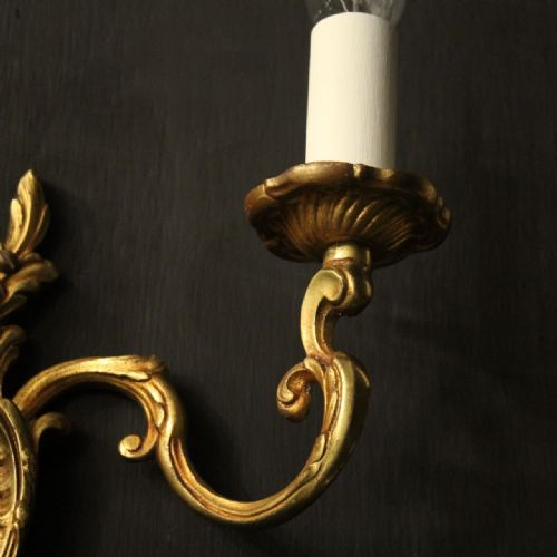 FRENCH SET OF 8 GILDED TWIN ARM ANTIQUE WALL LIGHTS - ADDITIONAL PHOTO 4