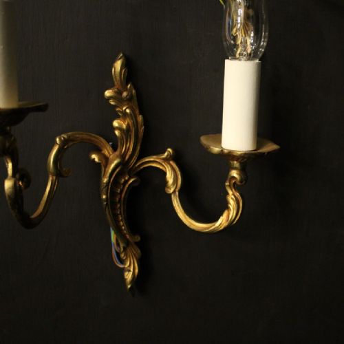 FRENCH SET OF 8 GILDED TWIN ARM ANTIQUE WALL LIGHTS - ADDITIONAL PHOTO 5