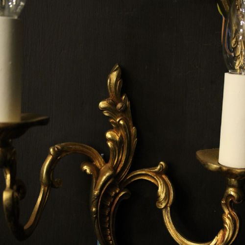 FRENCH SET OF 8 GILDED TWIN ARM ANTIQUE WALL LIGHTS - ADDITIONAL PHOTO 6