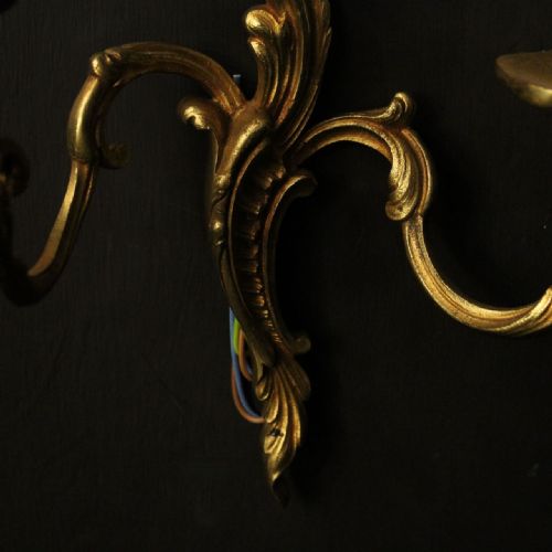 FRENCH SET OF 8 GILDED TWIN ARM ANTIQUE WALL LIGHTS - ADDITIONAL PHOTO 7