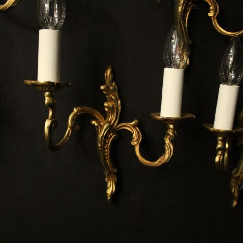 FRENCH SET OF 8 GILDED TWIN ARM ANTIQUE WALL LIGHTS - ADDITIONAL PHOTO 8