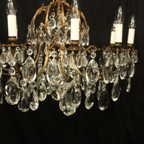 FRENCH GILDED BRONZE CRYSTAL 10 LIGHT ANTIQUE CHANDELIER - ADDITIONAL PHOTO 2