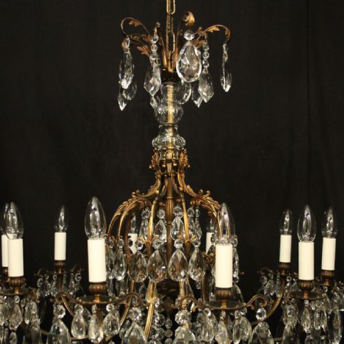 FRENCH GILDED BRONZE CRYSTAL 10 LIGHT ANTIQUE CHANDELIER - ADDITIONAL PHOTO 3