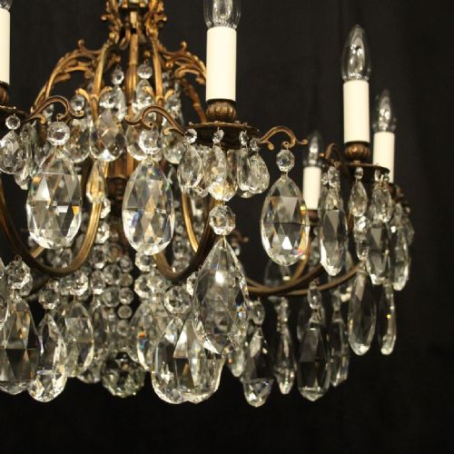 FRENCH GILDED BRONZE CRYSTAL 10 LIGHT ANTIQUE CHANDELIER - ADDITIONAL PHOTO 4