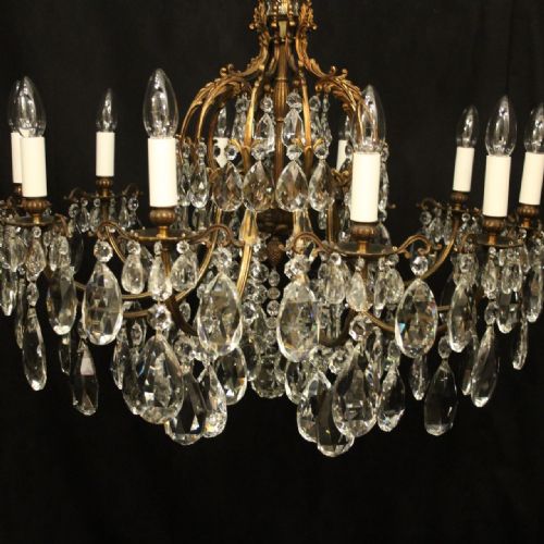 FRENCH GILDED BRONZE CRYSTAL 10 LIGHT ANTIQUE CHANDELIER - ADDITIONAL PHOTO 5