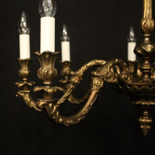 FRENCH GILDED BRONZE 8 LIGHT ANTIQUE CHANDELIER - ADDITIONAL PHOTO 1
