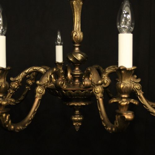 FRENCH GILDED BRONZE 8 LIGHT ANTIQUE CHANDELIER - ADDITIONAL PHOTO 2