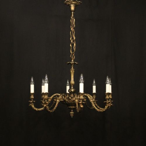 FRENCH GILDED BRONZE 8 LIGHT ANTIQUE CHANDELIER - ADDITIONAL PHOTO 3