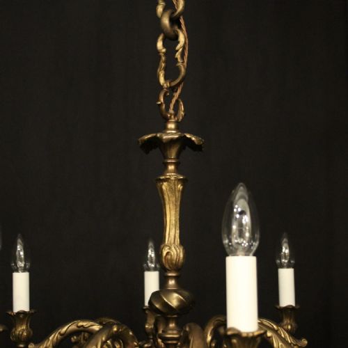 FRENCH GILDED BRONZE 8 LIGHT ANTIQUE CHANDELIER - ADDITIONAL PHOTO 4