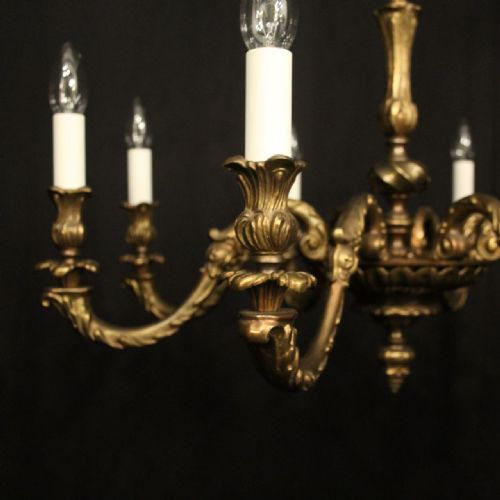FRENCH GILDED BRONZE 8 LIGHT ANTIQUE CHANDELIER - ADDITIONAL PHOTO 5