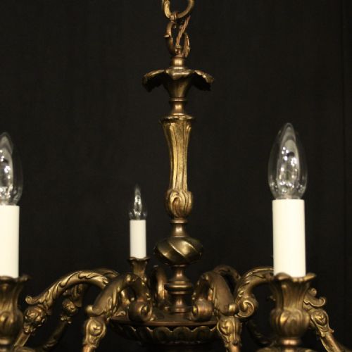 FRENCH GILDED BRONZE 8 LIGHT ANTIQUE CHANDELIER - ADDITIONAL PHOTO 6