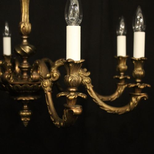 FRENCH GILDED BRONZE 8 LIGHT ANTIQUE CHANDELIER - ADDITIONAL PHOTO 7