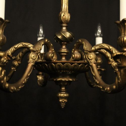 FRENCH GILDED BRONZE 8 LIGHT ANTIQUE CHANDELIER - ADDITIONAL PHOTO 8