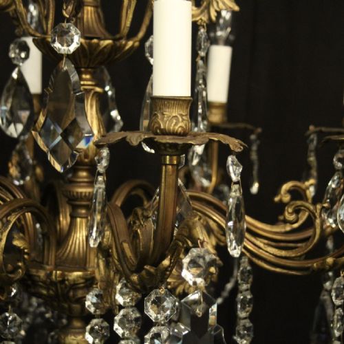 FRENCH GILDED BRONZE 8 LIGHT ANTIQUE CHANDELIER - ADDITIONAL PHOTO 1