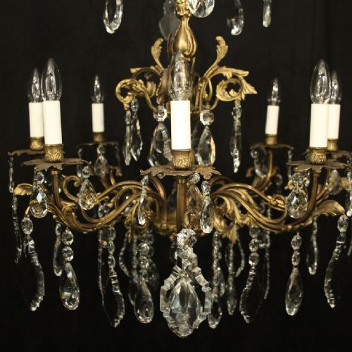 FRENCH GILDED BRONZE 8 LIGHT ANTIQUE CHANDELIER - ADDITIONAL PHOTO 2