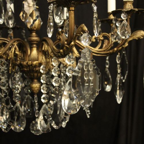 FRENCH GILDED BRONZE 8 LIGHT ANTIQUE CHANDELIER - ADDITIONAL PHOTO 3