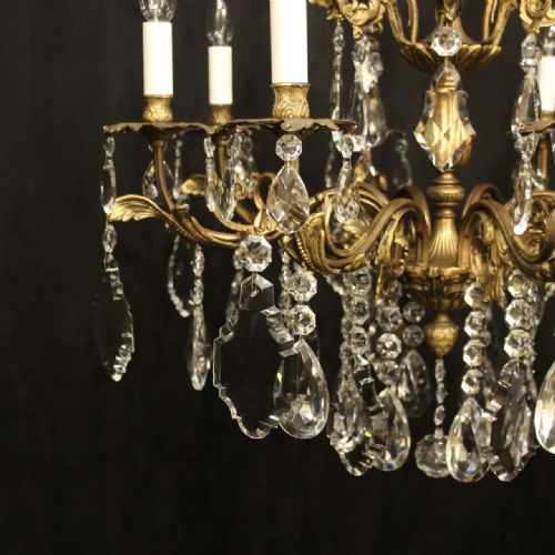 FRENCH GILDED BRONZE 8 LIGHT ANTIQUE CHANDELIER - ADDITIONAL PHOTO 4