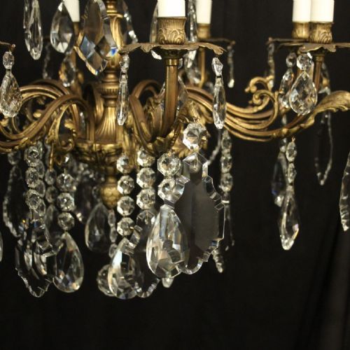 FRENCH GILDED BRONZE 8 LIGHT ANTIQUE CHANDELIER - ADDITIONAL PHOTO 5