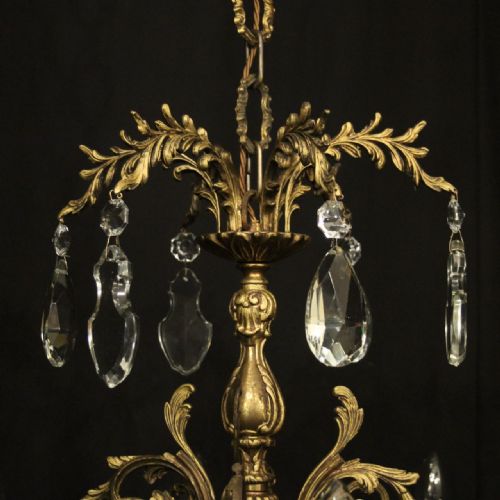 FRENCH GILDED BRONZE 8 LIGHT ANTIQUE CHANDELIER - ADDITIONAL PHOTO 8