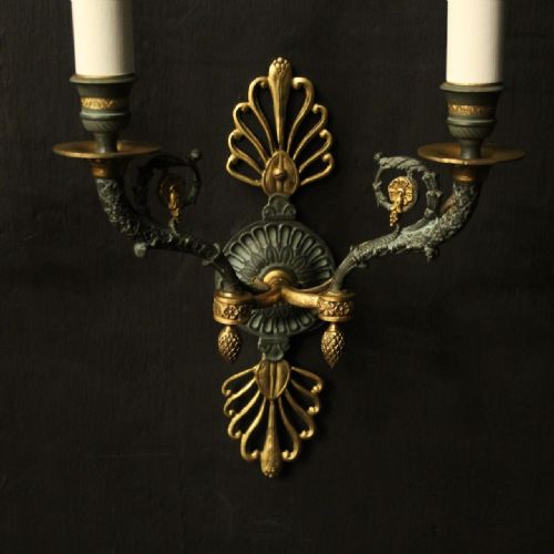 FRENCH PAIR OF EMPIRE ANTIQUE WALL LIGHTS - ADDITIONAL PHOTO 2