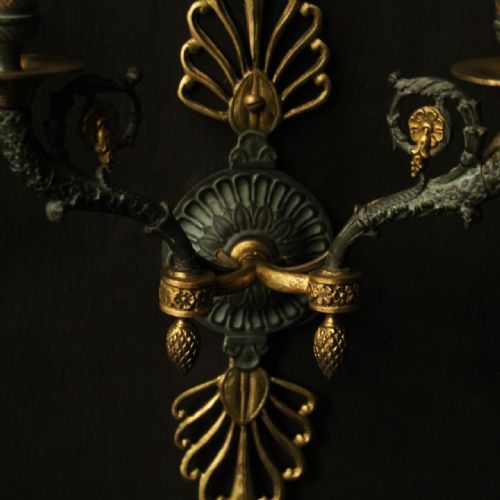 FRENCH PAIR OF EMPIRE ANTIQUE WALL LIGHTS - ADDITIONAL PHOTO 4