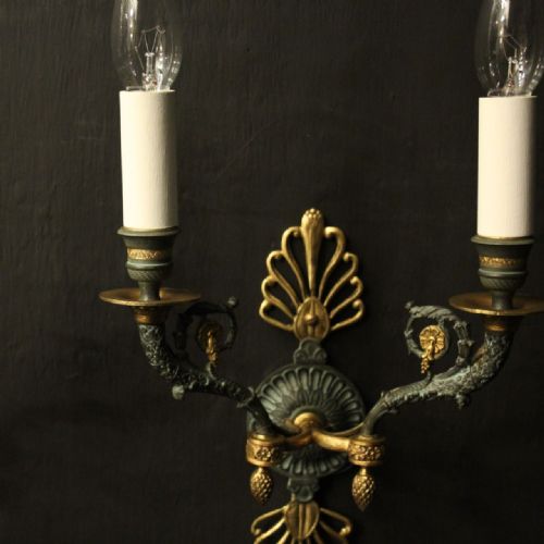FRENCH PAIR OF EMPIRE ANTIQUE WALL LIGHTS - ADDITIONAL PHOTO 7