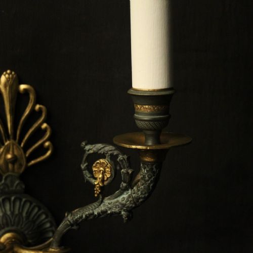 FRENCH PAIR OF EMPIRE ANTIQUE WALL LIGHTS - ADDITIONAL PHOTO 8