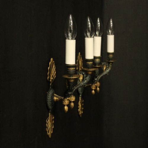 FRENCH PAIR OF EMPIRE ANTIQUE WALL LIGHTS - ADDITIONAL PHOTO 9