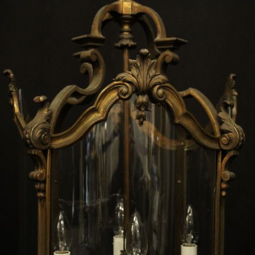 ENGLISH GILDED BRONZE FOUR LIGHT ANTIQUE LANTERN - ADDITIONAL PHOTO 2