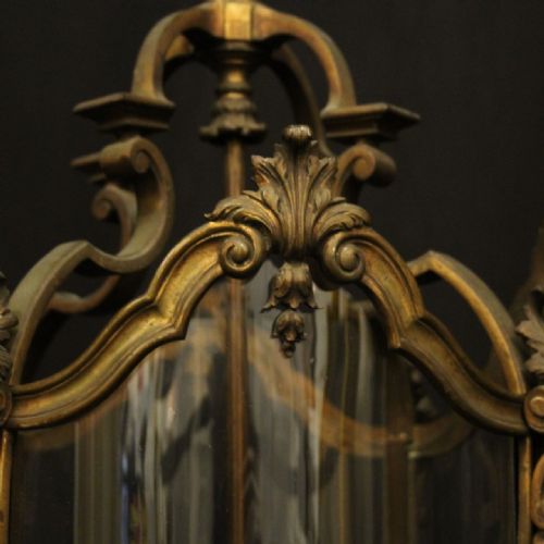 ENGLISH GILDED BRONZE FOUR LIGHT ANTIQUE LANTERN - ADDITIONAL PHOTO 3