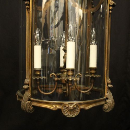 ENGLISH GILDED BRONZE FOUR LIGHT ANTIQUE LANTERN - ADDITIONAL PHOTO 5