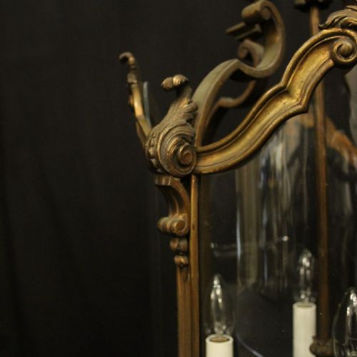 ENGLISH GILDED BRONZE FOUR LIGHT ANTIQUE LANTERN - ADDITIONAL PHOTO 6