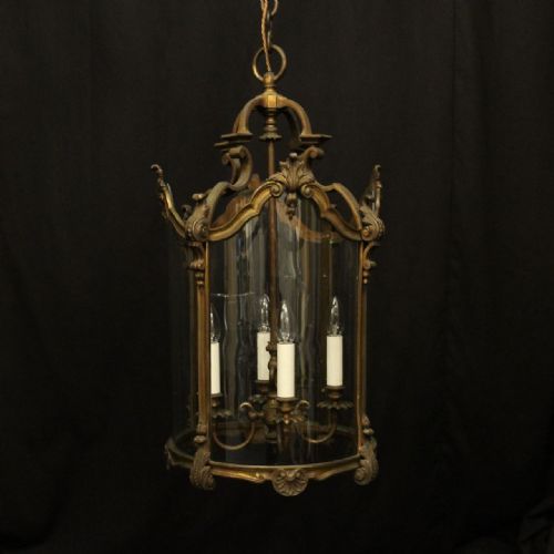 ENGLISH GILDED BRONZE FOUR LIGHT ANTIQUE LANTERN - ADDITIONAL PHOTO 10