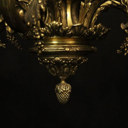 FRENCH GILDED BRONZE 6 LIGHT ANTIQUE CHANDELIER - ADDITIONAL PHOTO 8