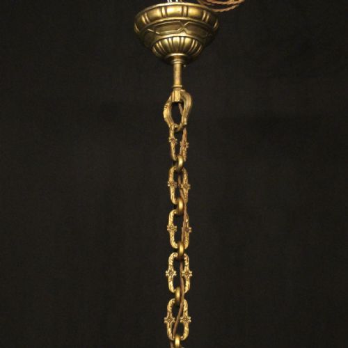 FRENCH GILDED BRONZE 6 LIGHT ANTIQUE CHANDELIER - ADDITIONAL PHOTO 9