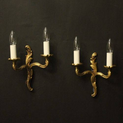 FRENCH SMALL PAIR OF GILDED ANTIQUE WALL LIGHTS - ADDITIONAL PHOTO 1