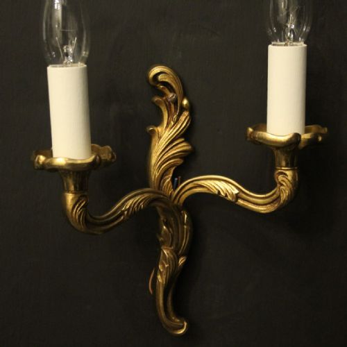 FRENCH SMALL PAIR OF GILDED ANTIQUE WALL LIGHTS - ADDITIONAL PHOTO 2