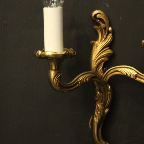 FRENCH SMALL PAIR OF GILDED ANTIQUE WALL LIGHTS - ADDITIONAL PHOTO 3