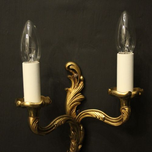 FRENCH SMALL PAIR OF GILDED ANTIQUE WALL LIGHTS - ADDITIONAL PHOTO 4