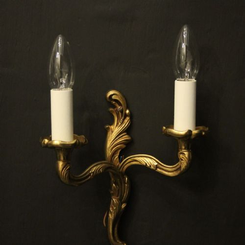 FRENCH SMALL PAIR OF GILDED ANTIQUE WALL LIGHTS - ADDITIONAL PHOTO 5