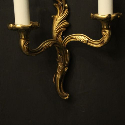 FRENCH SMALL PAIR OF GILDED ANTIQUE WALL LIGHTS - ADDITIONAL PHOTO 8