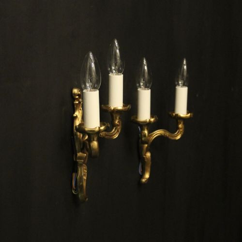 FRENCH SMALL PAIR OF GILDED ANTIQUE WALL LIGHTS - ADDITIONAL PHOTO 9