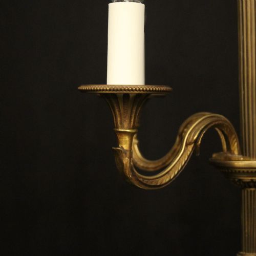 FRENCH GILDED BRASS 4 LIGHT ANTIQUE CHANDELIER - ADDITIONAL PHOTO 3