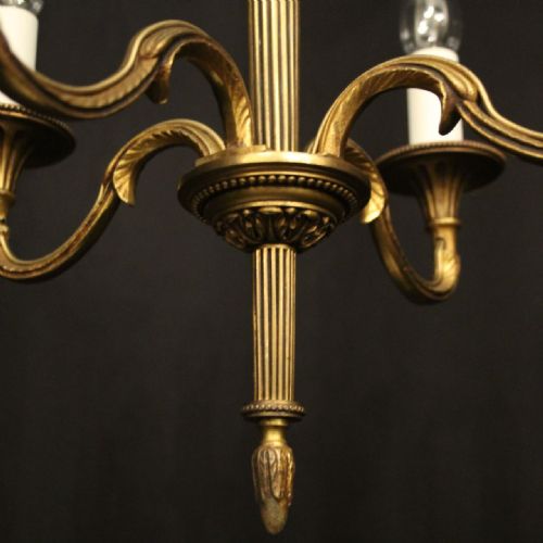 FRENCH GILDED BRASS 4 LIGHT ANTIQUE CHANDELIER - ADDITIONAL PHOTO 7