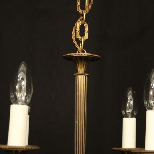 FRENCH GILDED BRASS 4 LIGHT ANTIQUE CHANDELIER - ADDITIONAL PHOTO 8